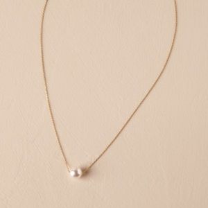 BHLDN Serra pearl necklace on thin gold chain